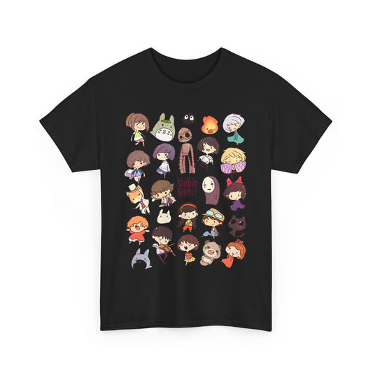 Chibi Studio Ghibli Characters T-Shirt – 100% Cotton Cute Anime Tee for Ghibli Fans