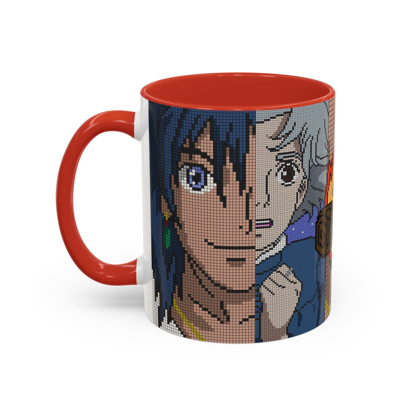 Howl's Moving Castle Pixel Accent Mug – Retro Anime Color Handle Cup 11oz & 15oz – Studio Ghibli Coffee Gift