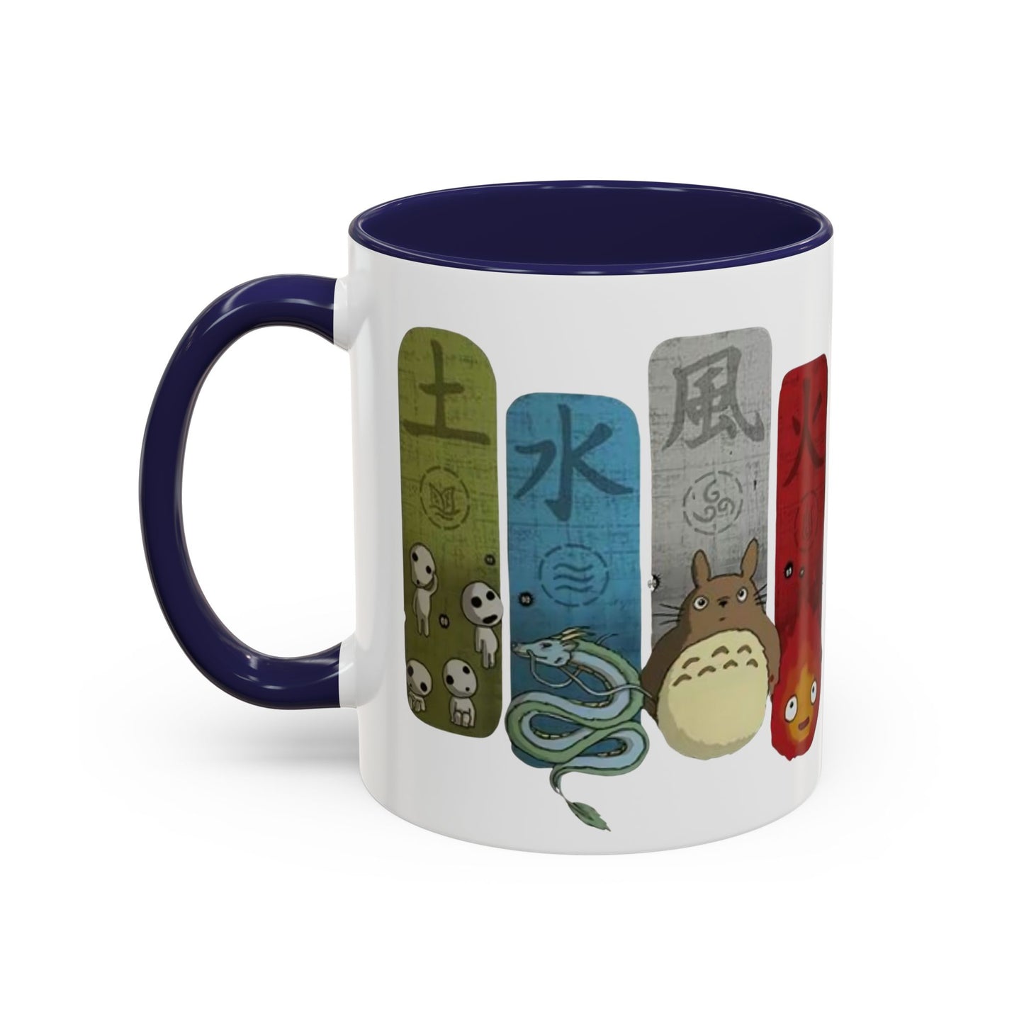 Studio Ghibli Figures Accent Mug – 11oz & 15oz Color Handle Anime Cup – Ghibli Character Coffee Mug for Fans