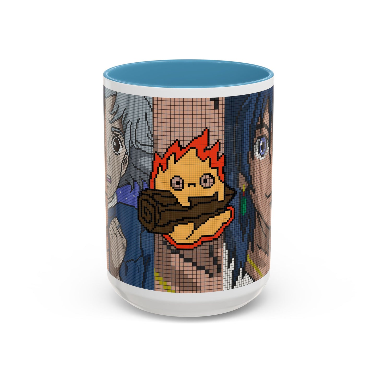 Howl's Moving Castle Pixel Accent Mug – Retro Anime Color Handle Cup 11oz & 15oz – Studio Ghibli Coffee Gift