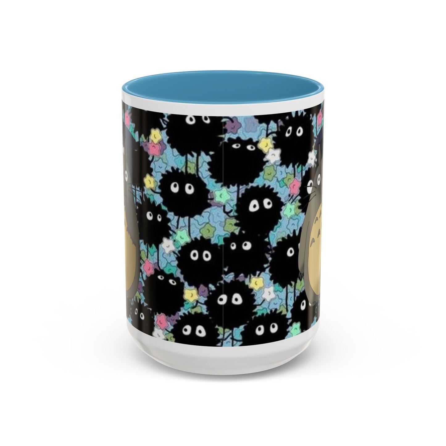 Totoro & Soot Sprites Accent Mug – Studio Ghibli Color Handle Cup – 11oz & 15oz Ceramic Anime Gift