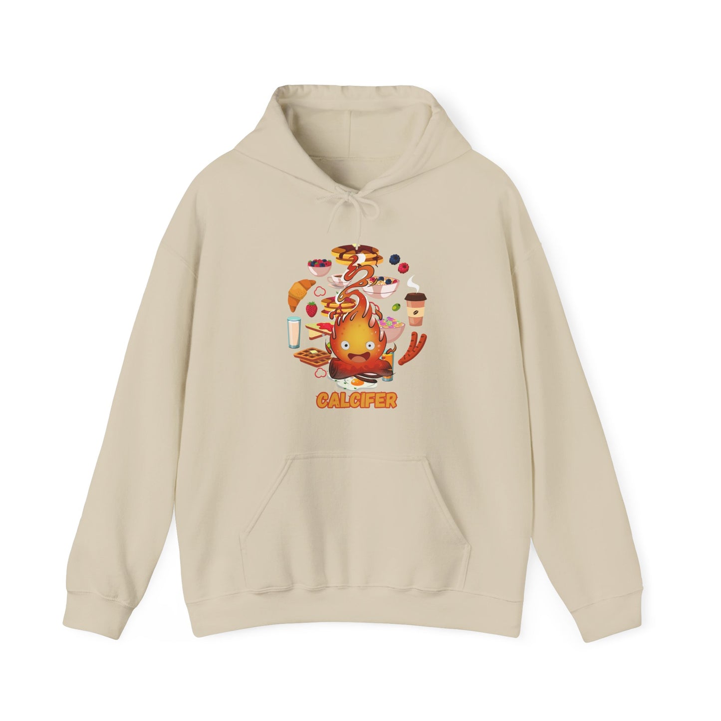 Calcifer Breakfast Demon Hoodie – 100% Cotton Anime Hooded Sweatshirt for Studio Ghibli Fans
