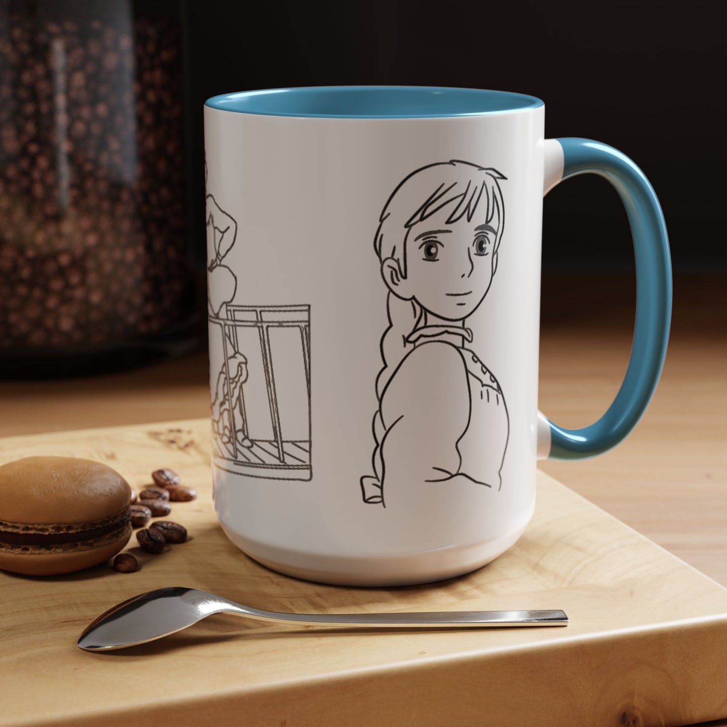 Sophie and Howl Accent Mug – Romantic Ghibli Color Handle Cup 11oz & 15oz – Howl’s Moving Castle Anime Love Gift
