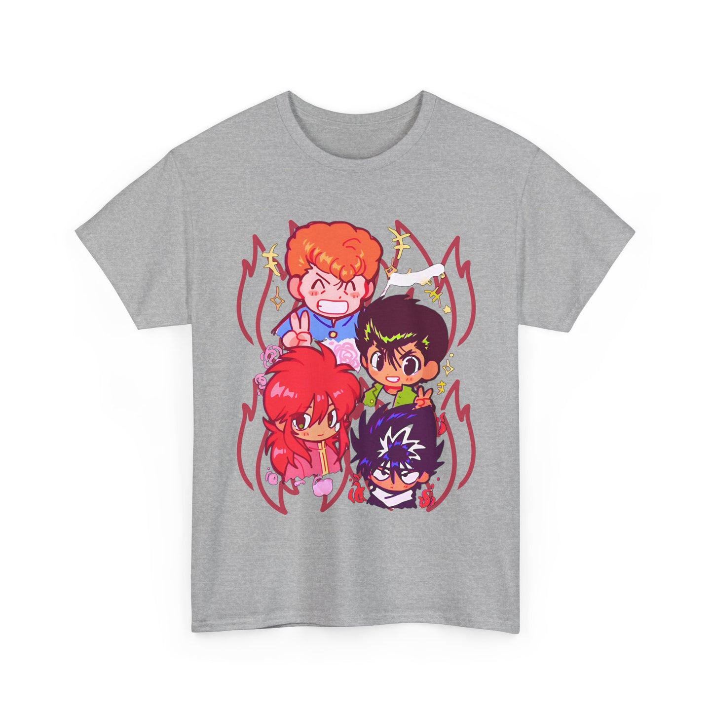 Yu Yu Hakusho T-Shirt – 100% Cotton Retro Anime Tee Featuring Yusuke and Team
