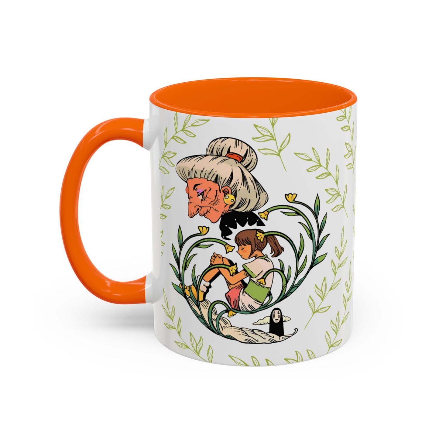 Spirited Away Chihiro Accent Mug – Studio Ghibli Coffee Cup with Colored Handle – 11oz & 15oz Ceramic Anime Gift