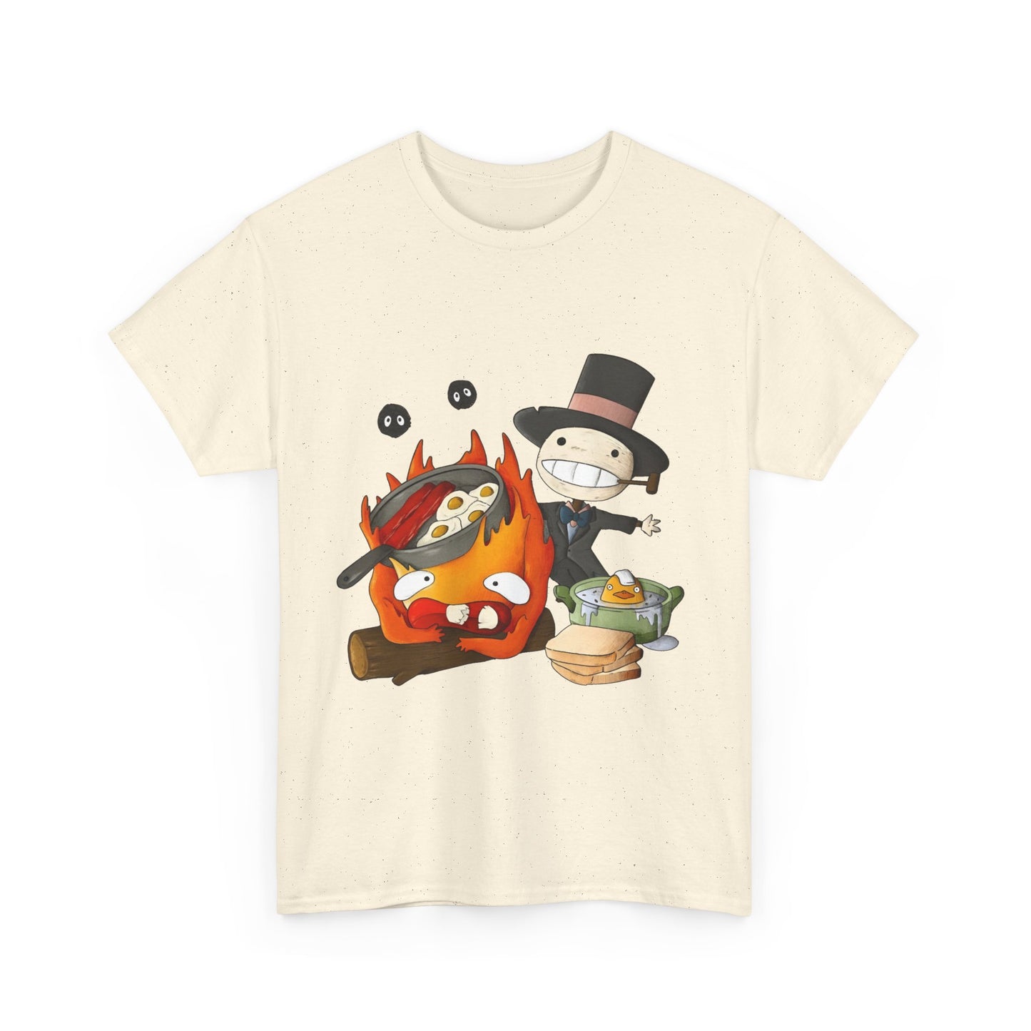 Calcifer Breakfast Shirt – Ghibli Cotton Tee for Anime Fans