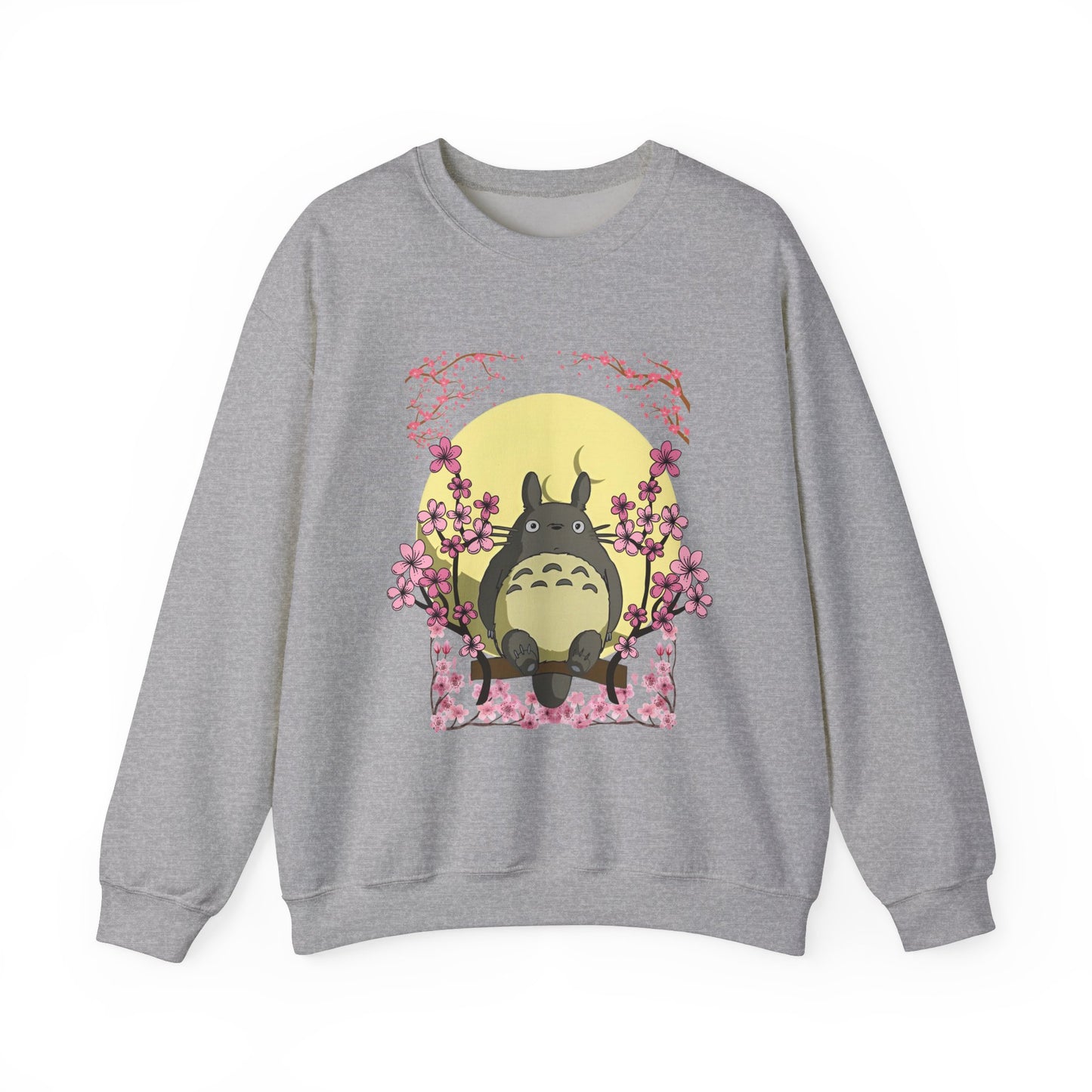 Totoro Sakura Moon Sweatshirt – Cozy 100% Cotton Studio Ghibli Cherry Blossom Pullover