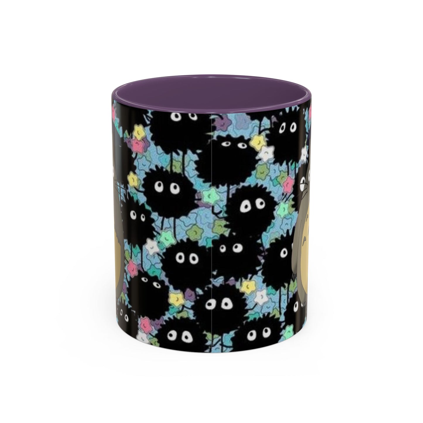 Totoro & Soot Sprites Accent Mug – Studio Ghibli Color Handle Cup – 11oz & 15oz Ceramic Anime Gift