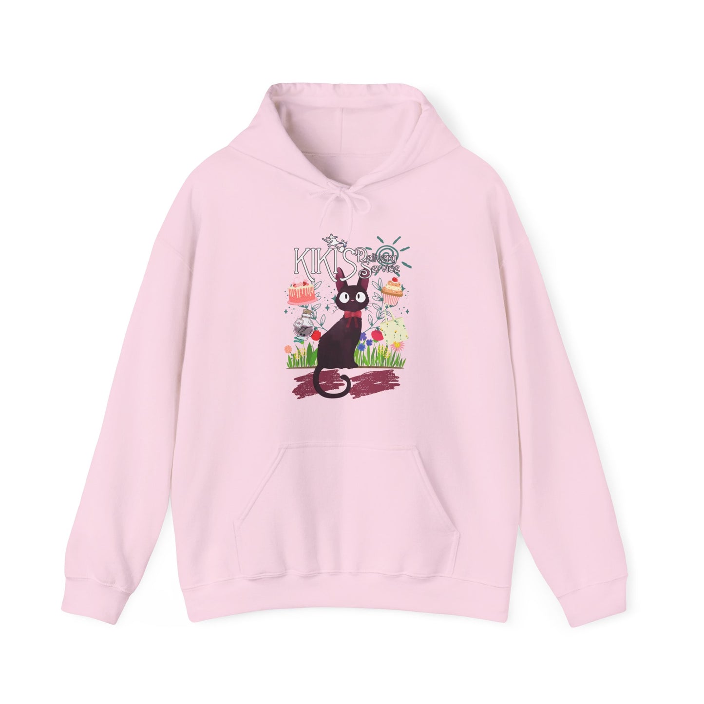 Jiji Collage Studio Ghibli Hoodie – 100% Cotton Anime Hoodie Featuring Kiki’s Delivery Service Cat