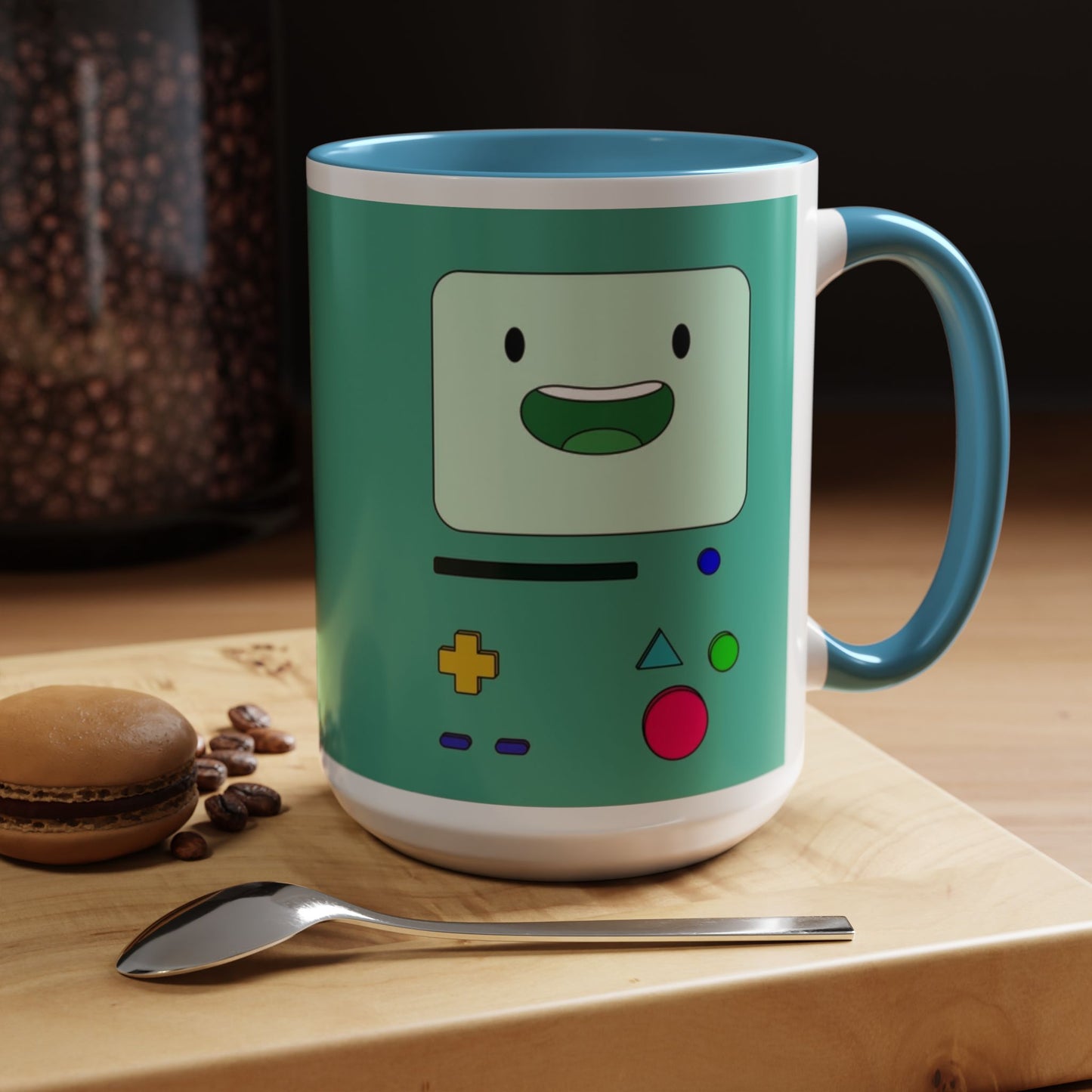 BMO Adventure Time Accent Handle Mug – Colorful Beemo Cup – 11oz & 15oz Ceramic Gift for Cartoon Fans
