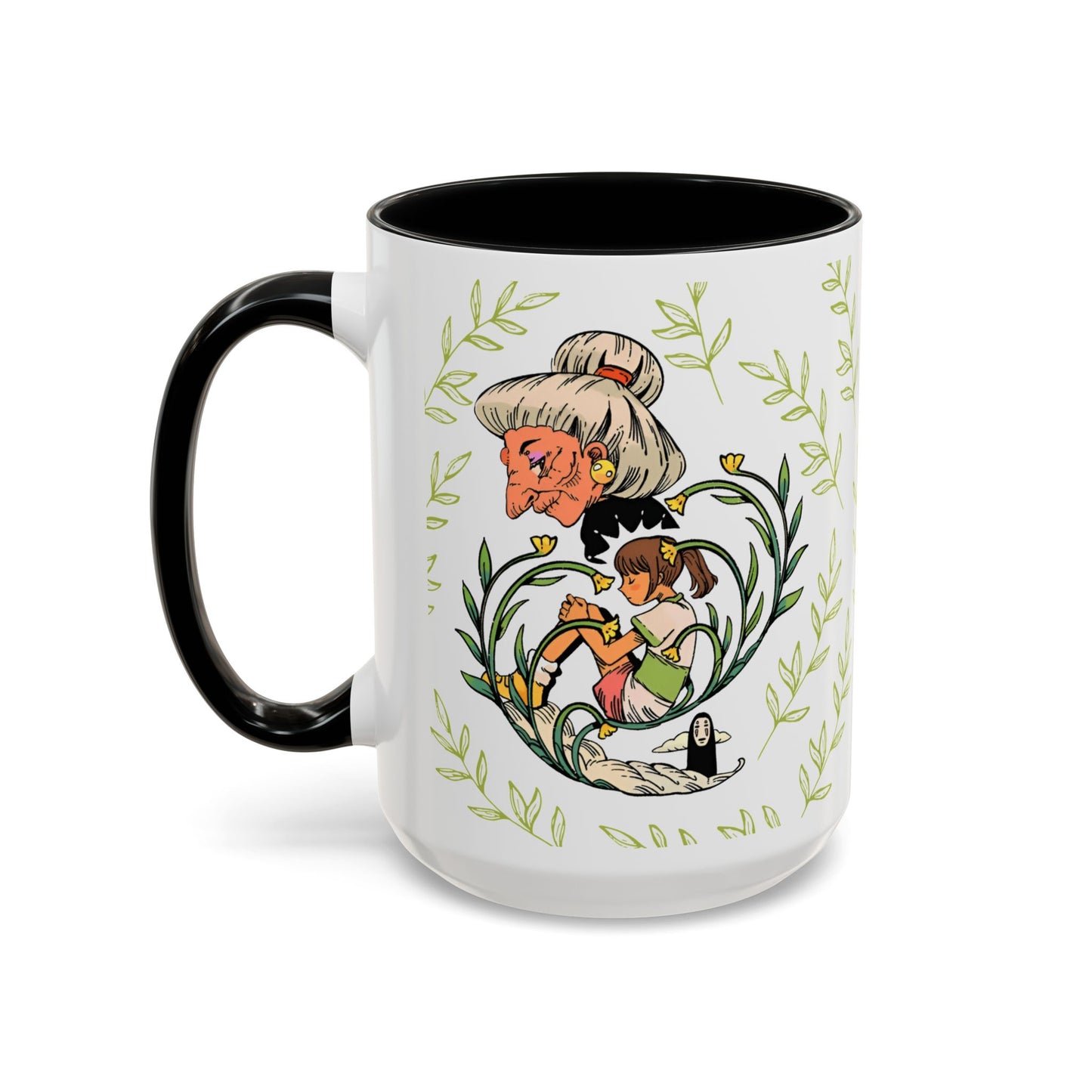 Spirited Away Chihiro Accent Mug – Studio Ghibli Coffee Cup with Colored Handle – 11oz & 15oz Ceramic Anime Gift