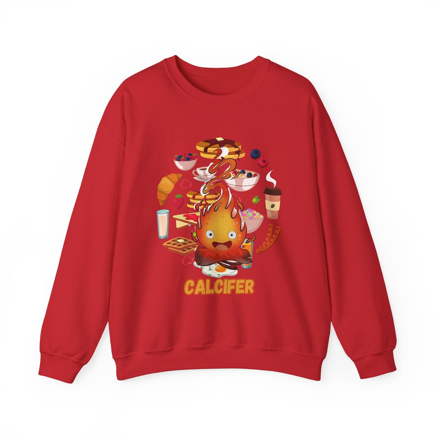 Calcifer Breakfast Demon Sweatshirt – 100% Cotton Cozy Anime Pullover for Ghibli Fans
