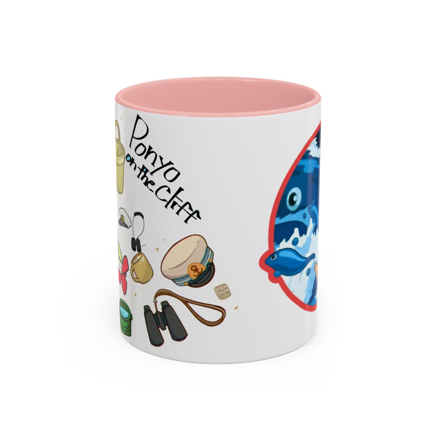 Ponyo Accent Mug – Studio Ghibli Collage Color Handle Cup 11oz & 15oz – Cute Anime Ocean Gift for Fans