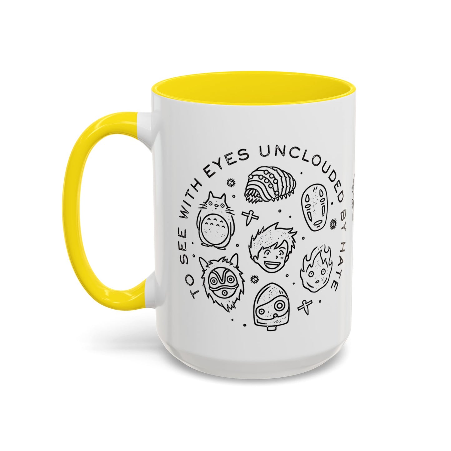 Universe Ghibli Accent Mug – Color Handle Anime Coffee Cup – 11oz & 15oz Studio Ghibli Ceramic Mug Gift