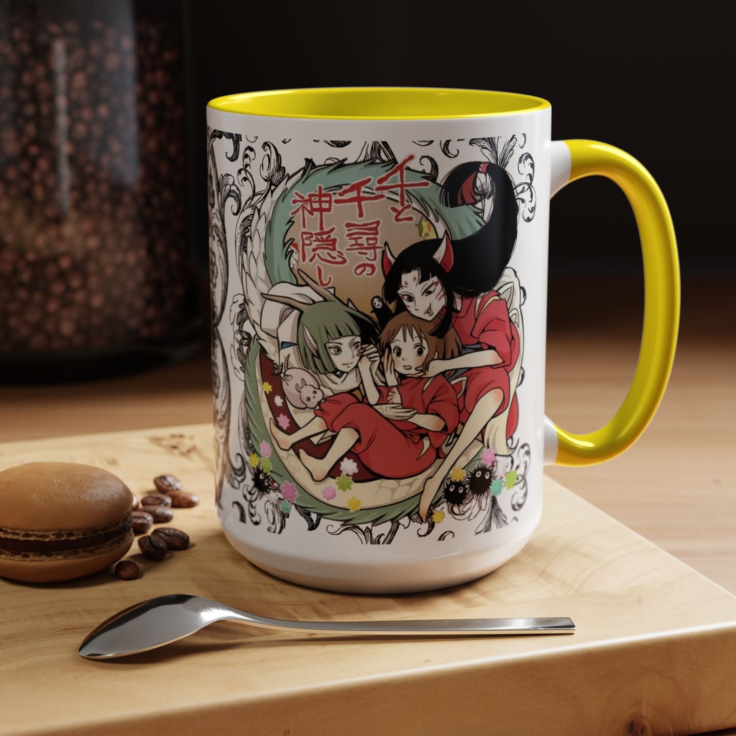 Spirited Away Cool Accent Mug – Studio Ghibli Color Handle Coffee Cup – 11oz & 15oz Ceramic Gift for Anime Fans