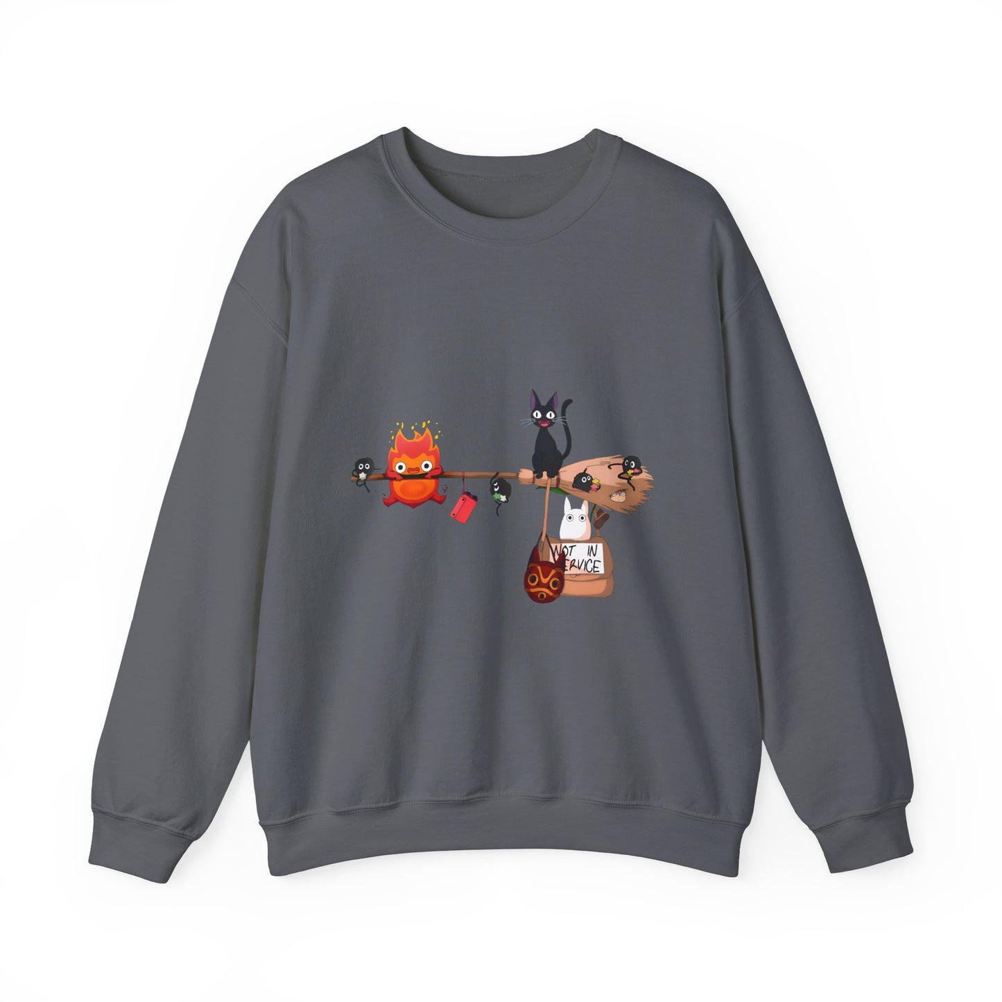 Calcifer Jiji Soot Sprites Sweatshirt – 100% Cotton Studio Ghibli Cozy Anime Pullover