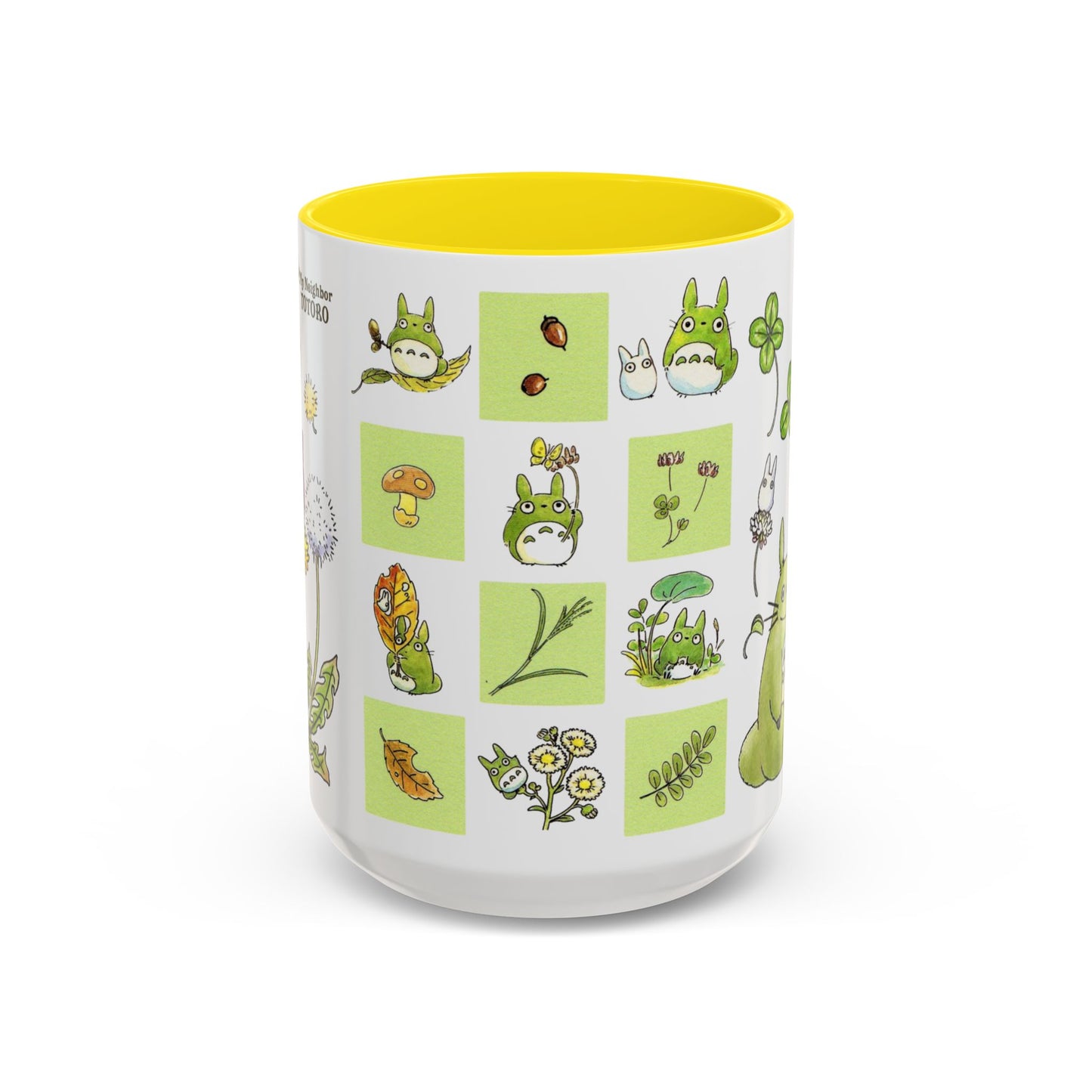 Totoro Green Accent Mug – Studio Ghibli Color Handle Coffee Cup – 11oz & 15oz Ceramic Gift for Anime Fans