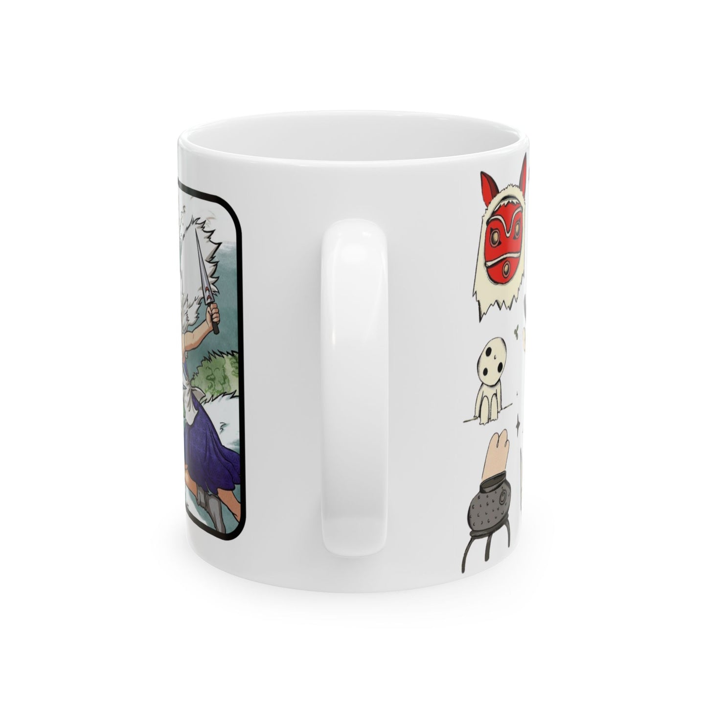 Princess Mononoke Collage Mug – Studio Ghibli Coffee Cup 11oz & 15oz – Epic Anime Gift Featuring San, Ashitaka & Forest Spirits