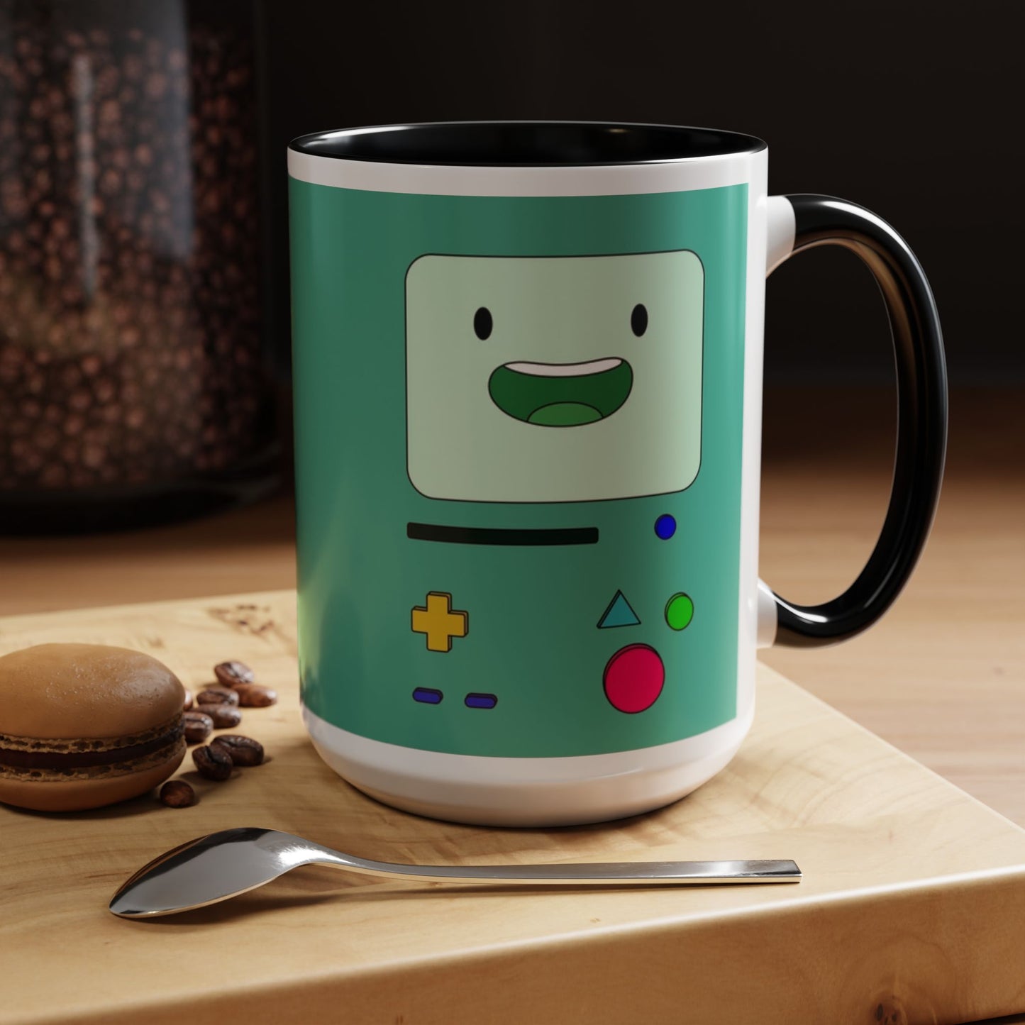 BMO Adventure Time Accent Handle Mug – Colorful Beemo Cup – 11oz & 15oz Ceramic Gift for Cartoon Fans