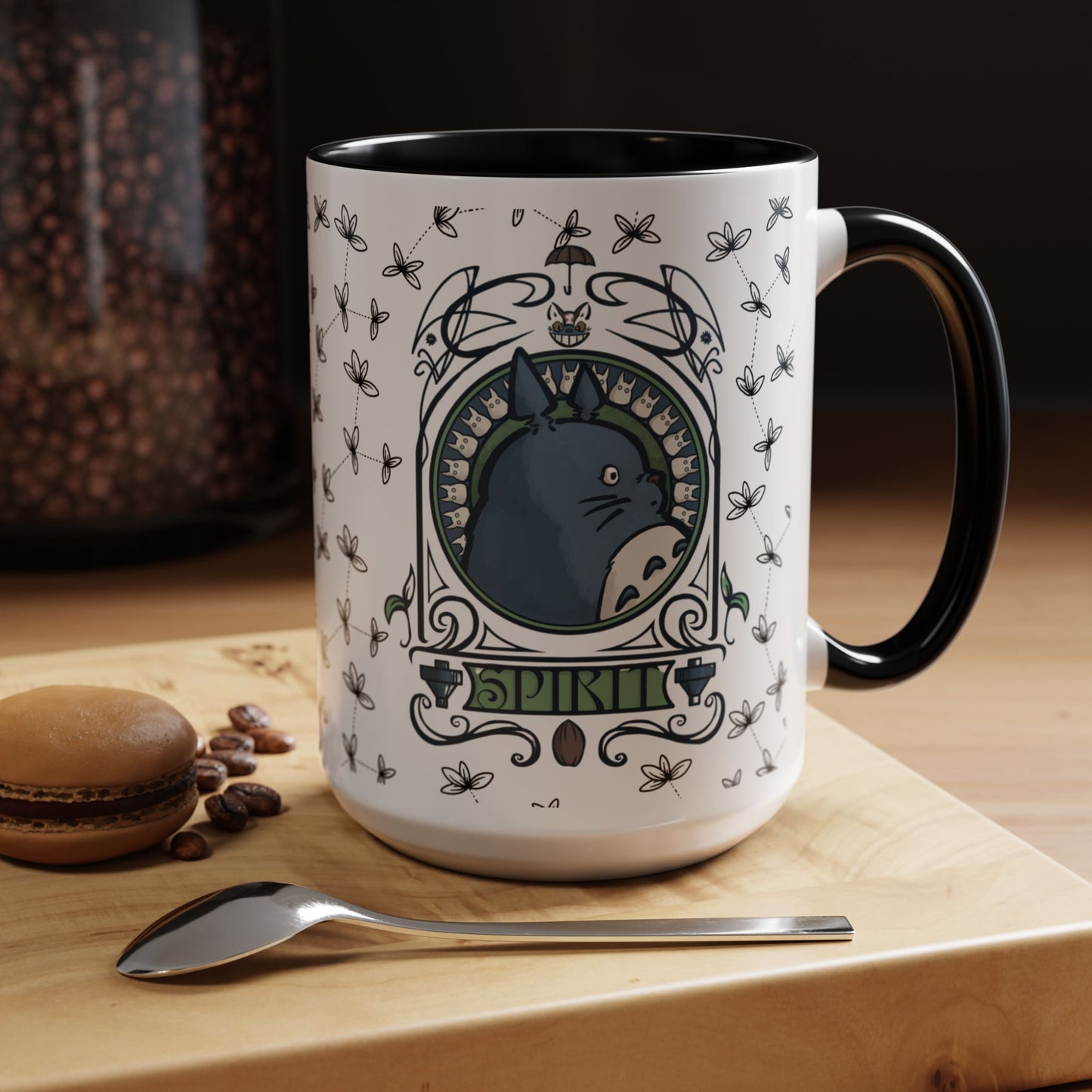 Totoro Spirited Ghibli Accent Handle Mug – 11oz & 15oz Anime Cup – Studio Ghibli Coffee Gift