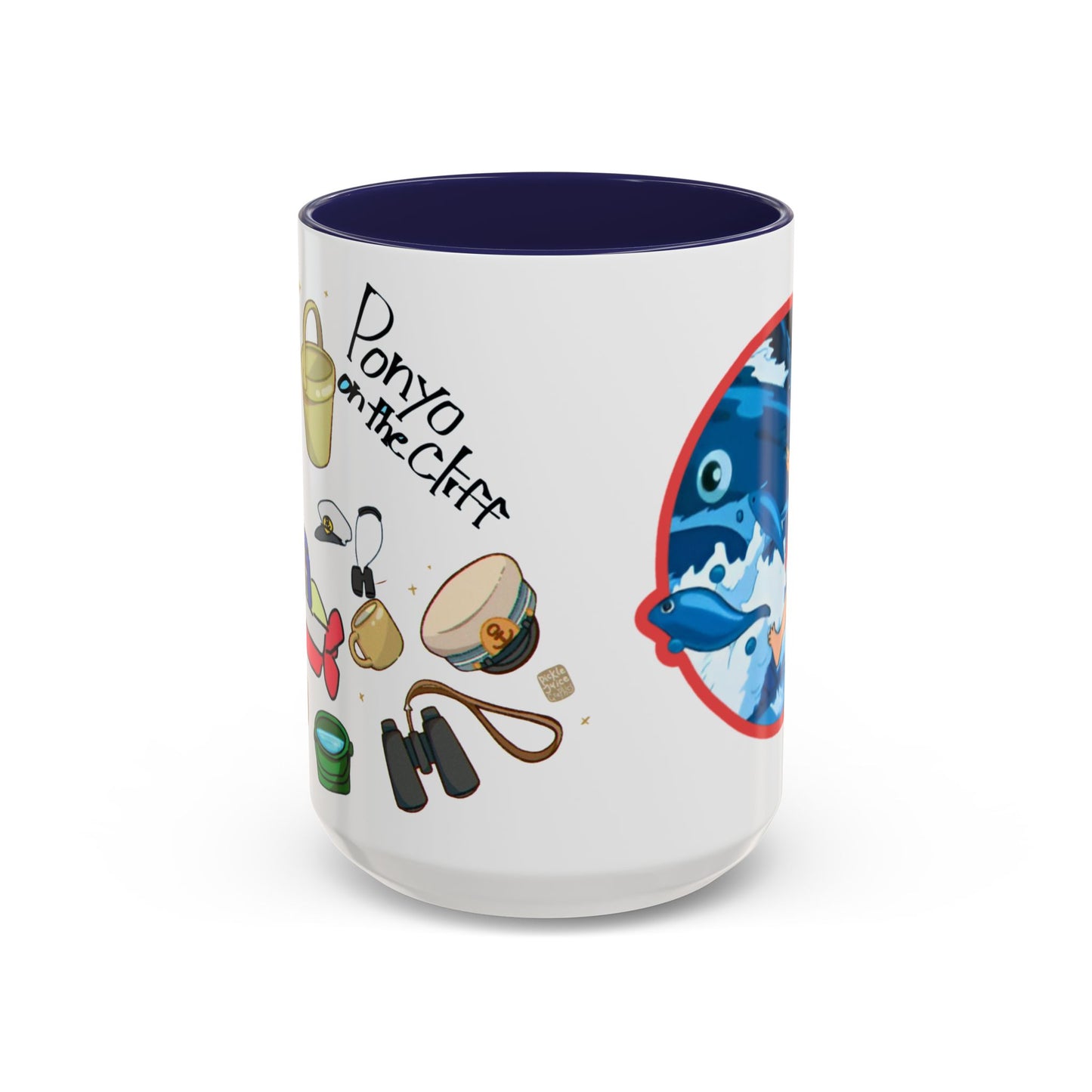 Ponyo Accent Mug – Studio Ghibli Collage Color Handle Cup 11oz & 15oz – Cute Anime Ocean Gift for Fans