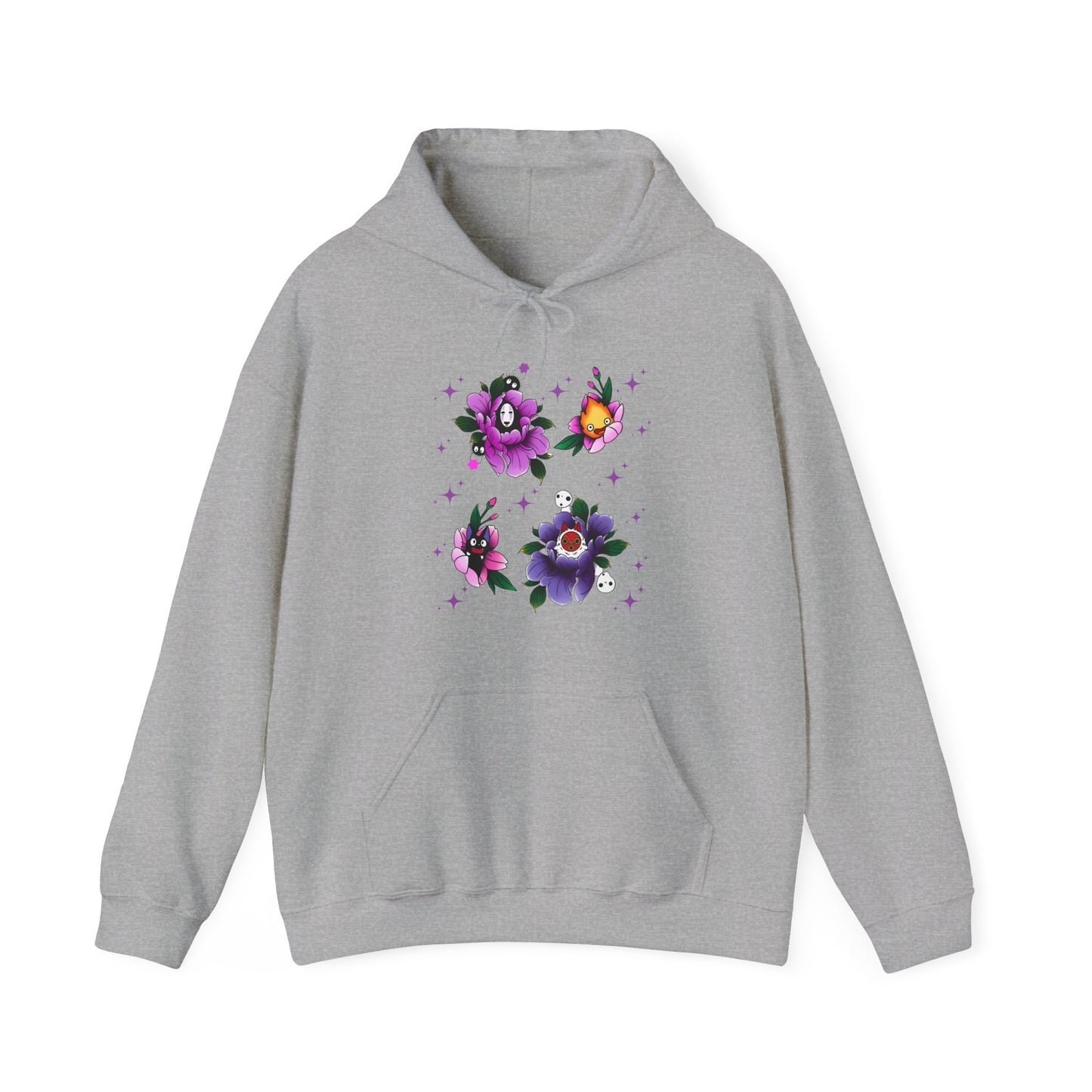 Studio Ghibli Flowers Hoodie – 100% Cotton Anime Floral Sweatshirt for Ghibli Fans