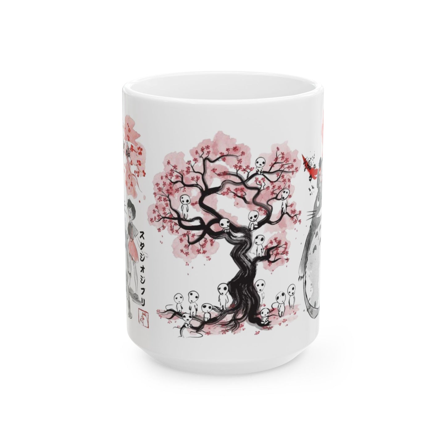Totoro Sakura Forest Mug – Cute Anime Coffee Cup 11oz & 15oz – Studio Ghibli Inspired Gift