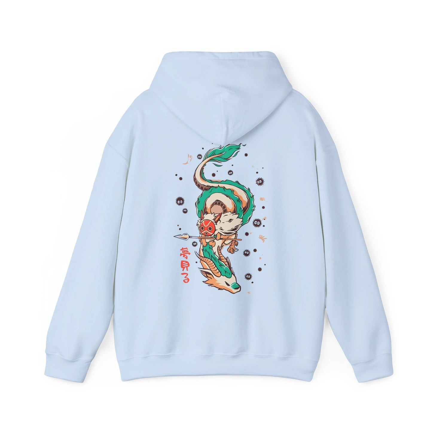 Haku and Princess Mononoke Back Print Hoodie – 100% Cotton Studio Ghibli Anime Sweatshirt