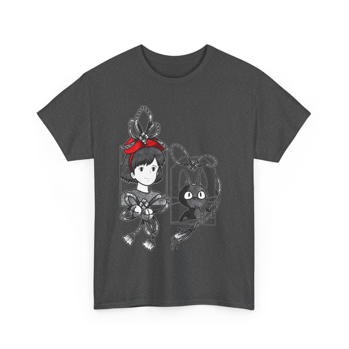 Kiki and Jiji Ribbon T-Shirt 100% Cotton | Studio Ghibli Anime Tee
