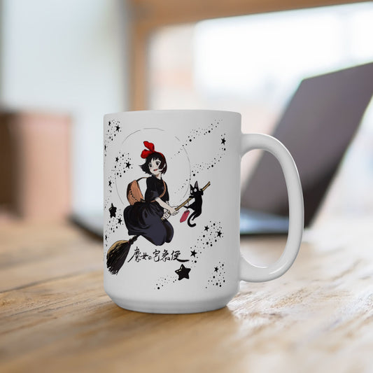 Kiki’s Delivery Service Mug – 11oz & 15oz Studio Ghibli Ceramic Coffee Cup – Cute Anime Gift for Fans