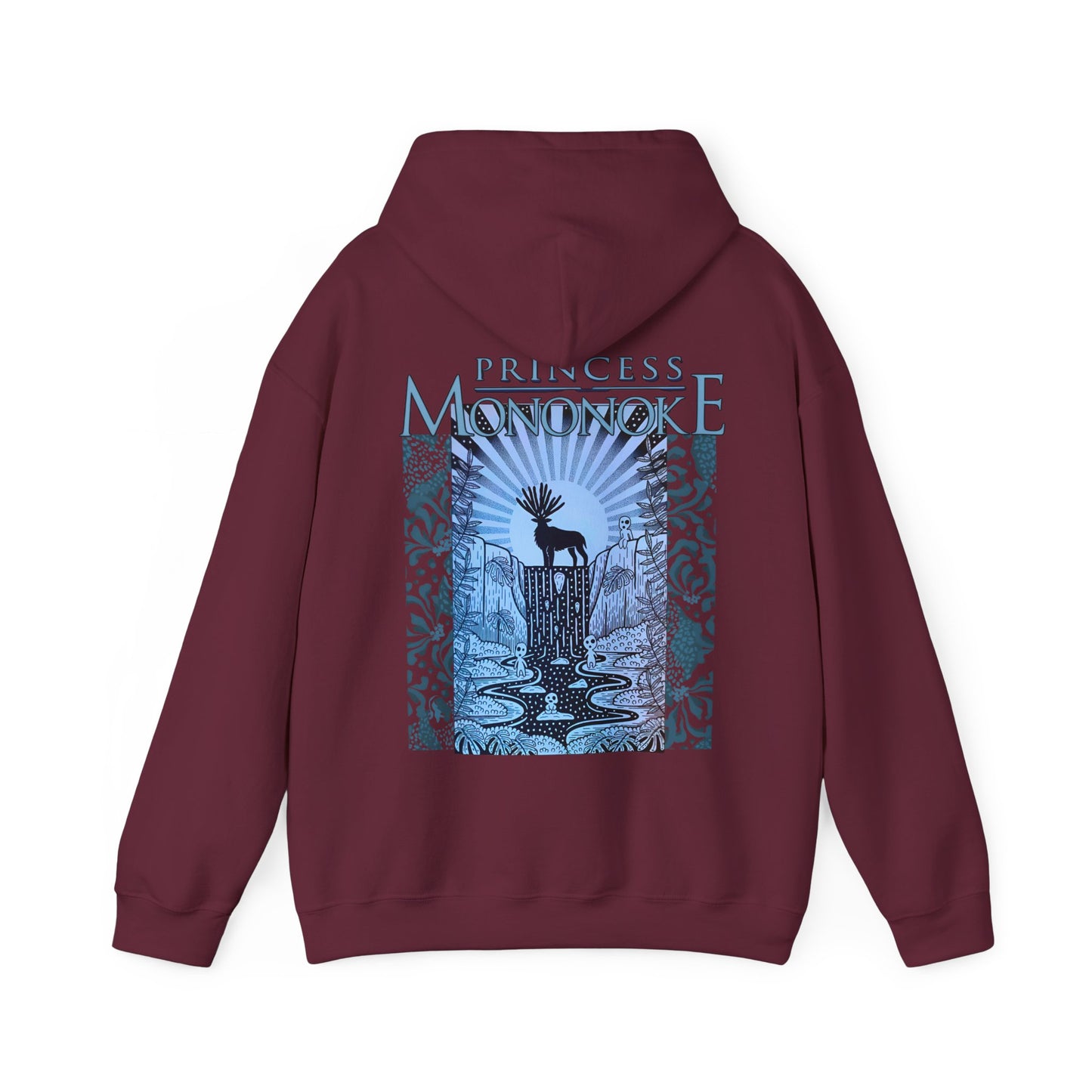 Mononoke Princess Forest Spirit Back Print Hoodie – 100% Cotton Studio Ghibli Anime Sweatshirt