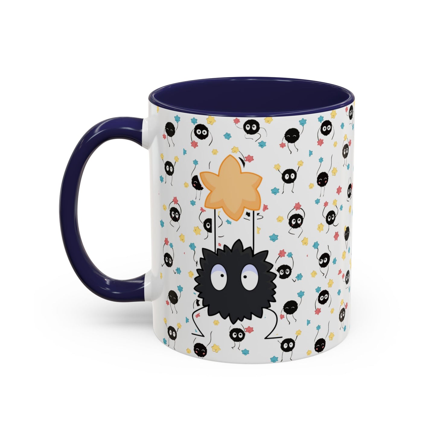 Soot Sprites Accent Mug – Studio Ghibli Color Handle Cup – 11oz & 15oz Ceramic Anime Gift