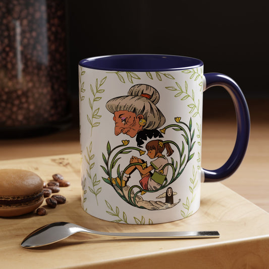 Spirited Away Chihiro Accent Mug – Studio Ghibli Coffee Cup with Colored Handle – 11oz & 15oz Ceramic Anime Gift