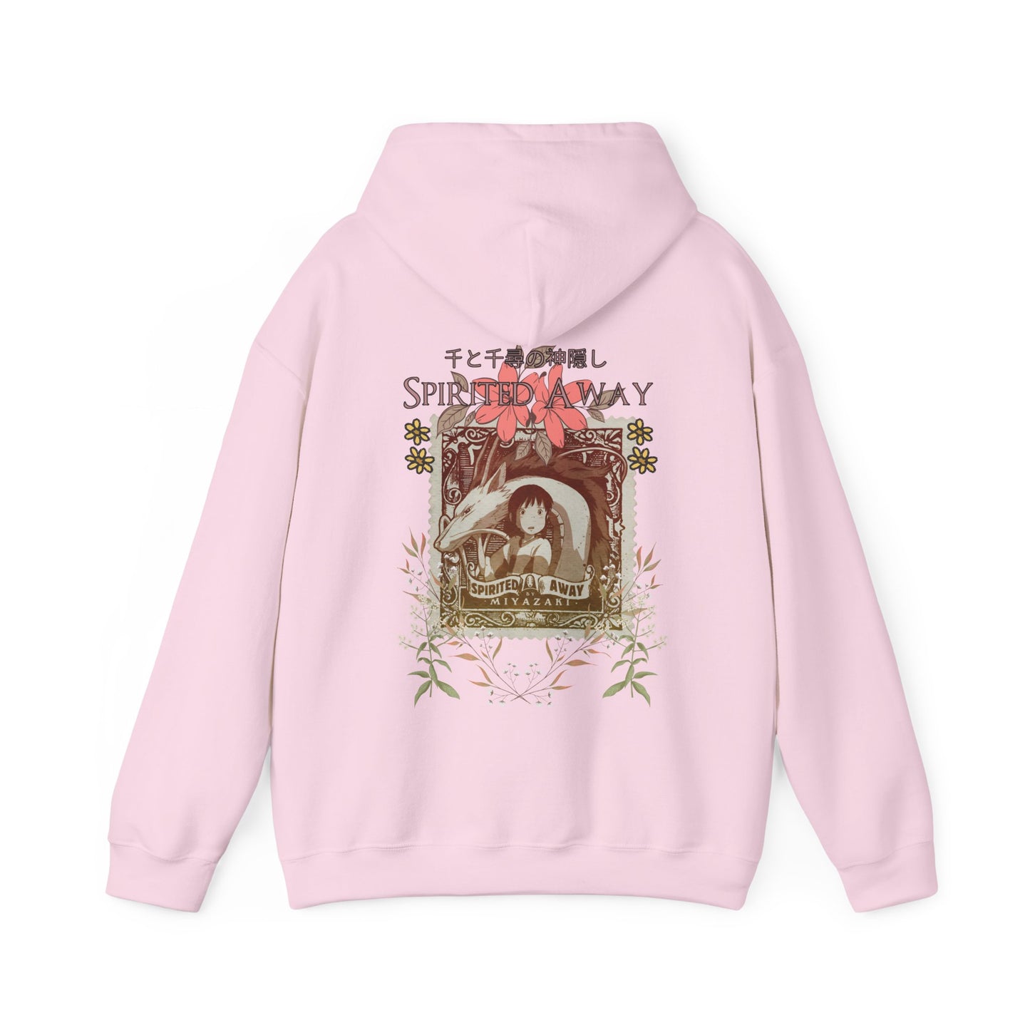 Spirited Away Philately Back Print Hoodie – 100% Cotton Anime Hoodie with Stamp-Inspired Design