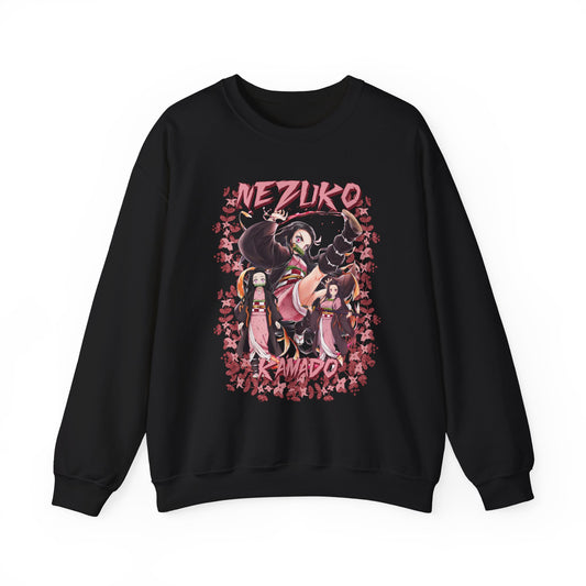 Nezuko Kamado Pink Flowers Sweatshirt – 100% Cotton Demon Slayer Anime Pullover