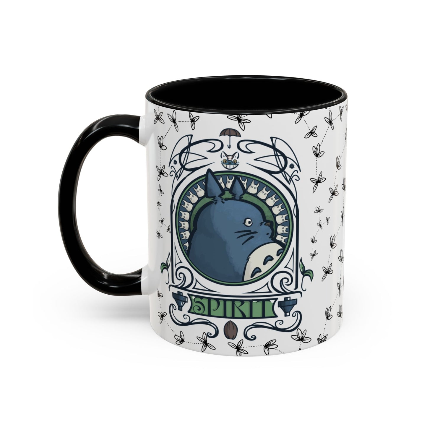 Totoro Spirited Ghibli Accent Handle Mug – 11oz & 15oz Anime Cup – Studio Ghibli Coffee Gift