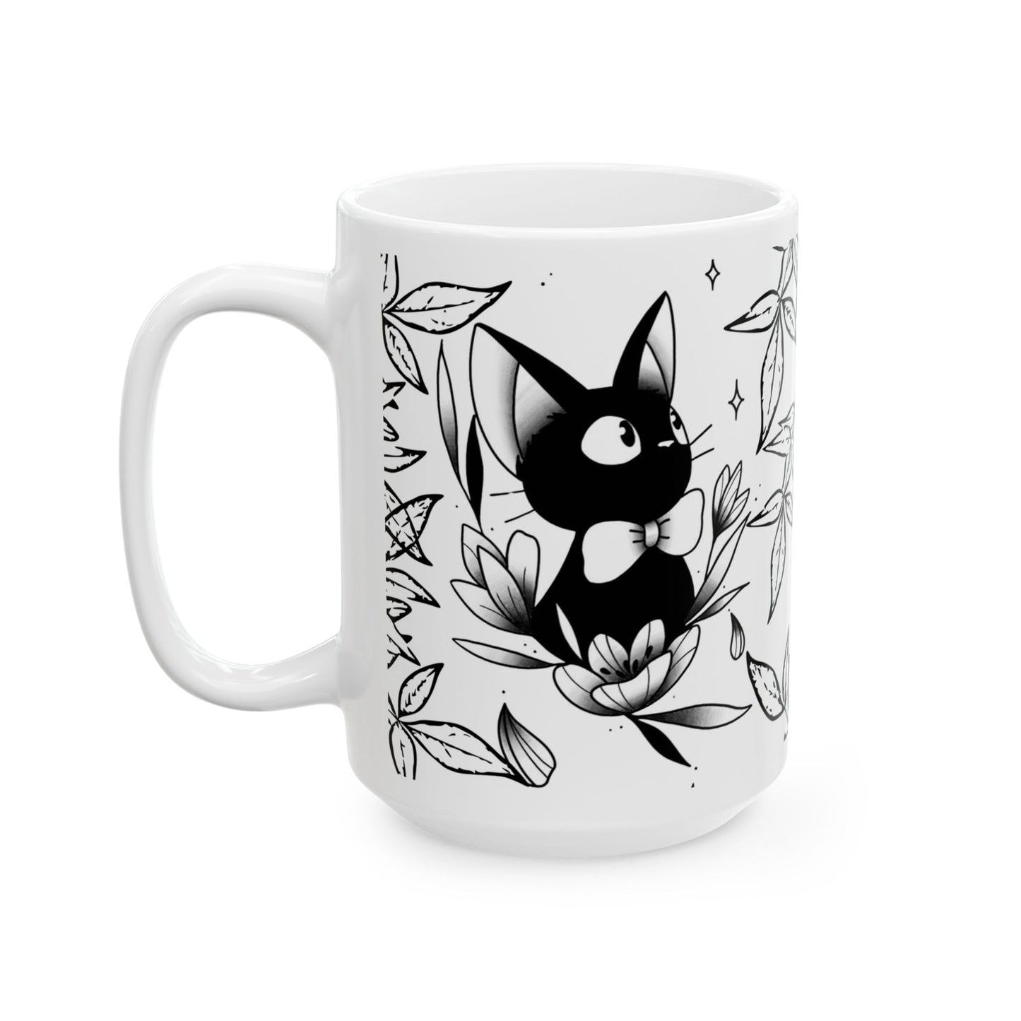 Jiji Cat Studio Ghibli Mug – 11oz & 15oz Ceramic Coffee Cup – Kiki’s Delivery Service Anime Gift