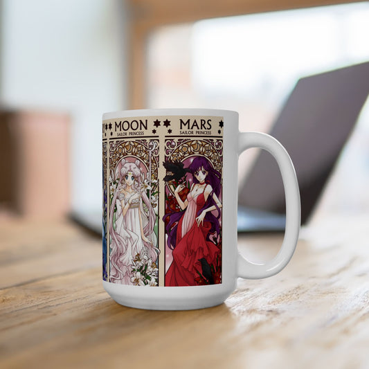 Sailor Moon Inner Guardians Mug – Magical Girl Anime Ceramic Cup 11oz & 15oz – Sailor Scouts Coffee Gift