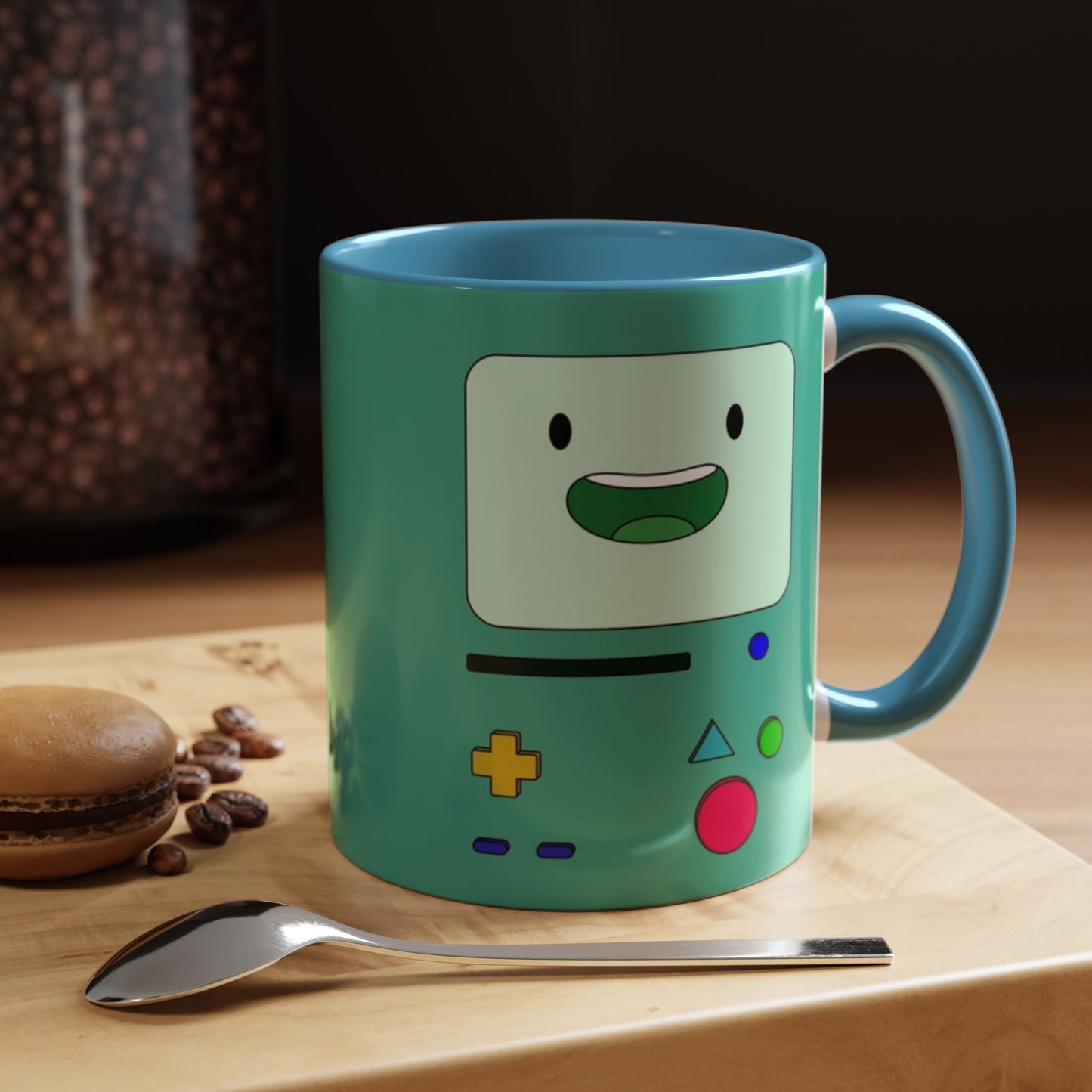BMO Adventure Time Accent Handle Mug – Colorful Beemo Cup – 11oz & 15oz Ceramic Gift for Cartoon Fans