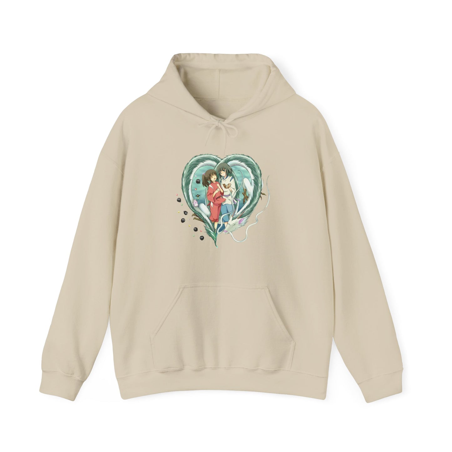 Chihiro and Haku Love Hoodie – 100% Cotton Spirited Away Anime Hoodie for Studio Ghibli Fans