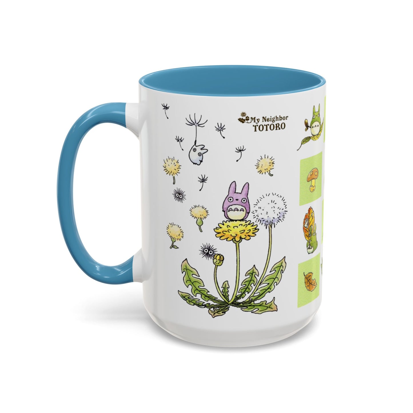 Totoro Green Accent Mug – Studio Ghibli Color Handle Coffee Cup – 11oz & 15oz Ceramic Gift for Anime Fans