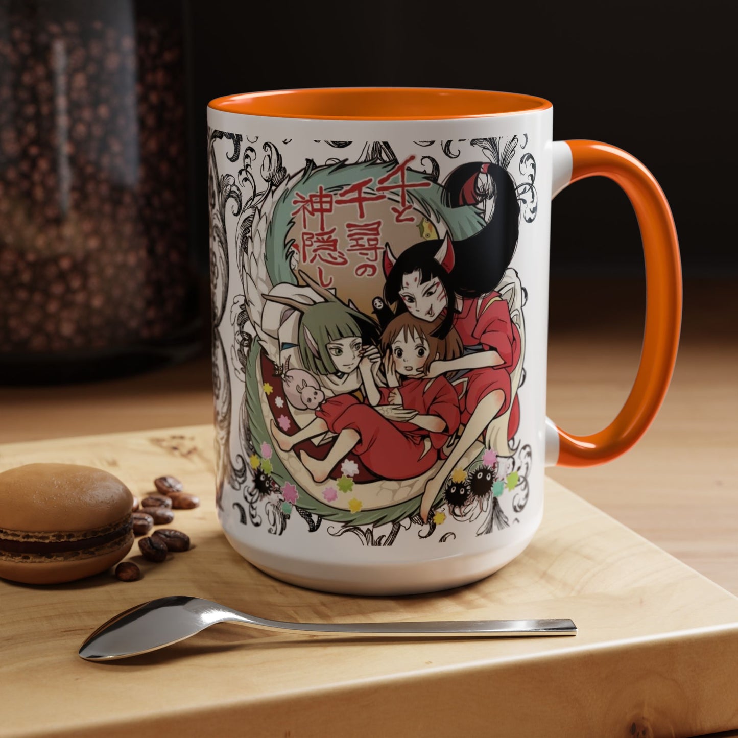Spirited Away Cool Accent Mug – Studio Ghibli Color Handle Coffee Cup – 11oz & 15oz Ceramic Gift for Anime Fans