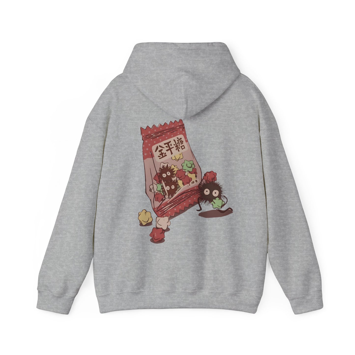 Soot Sprites Candy Back Print Hoodie – 100% Cotton Studio Ghibli Inspired Anime Hoodie