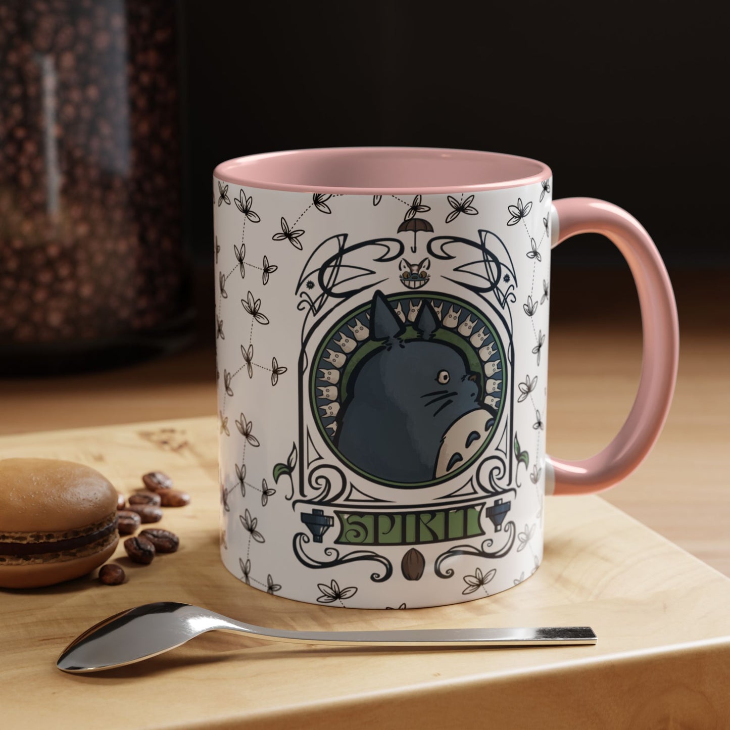 Totoro Spirited Ghibli Accent Handle Mug – 11oz & 15oz Anime Cup – Studio Ghibli Coffee Gift