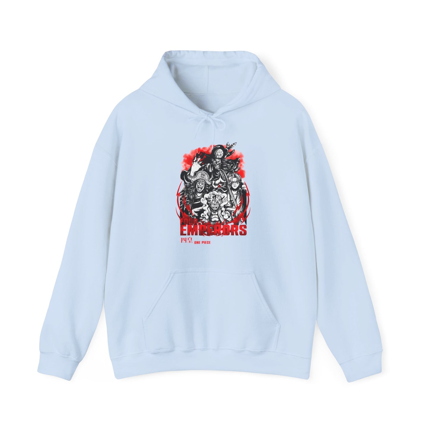 Four Emperors One Piece Hoodie – 100% Cotton Pullover Featuring Yonko Legends