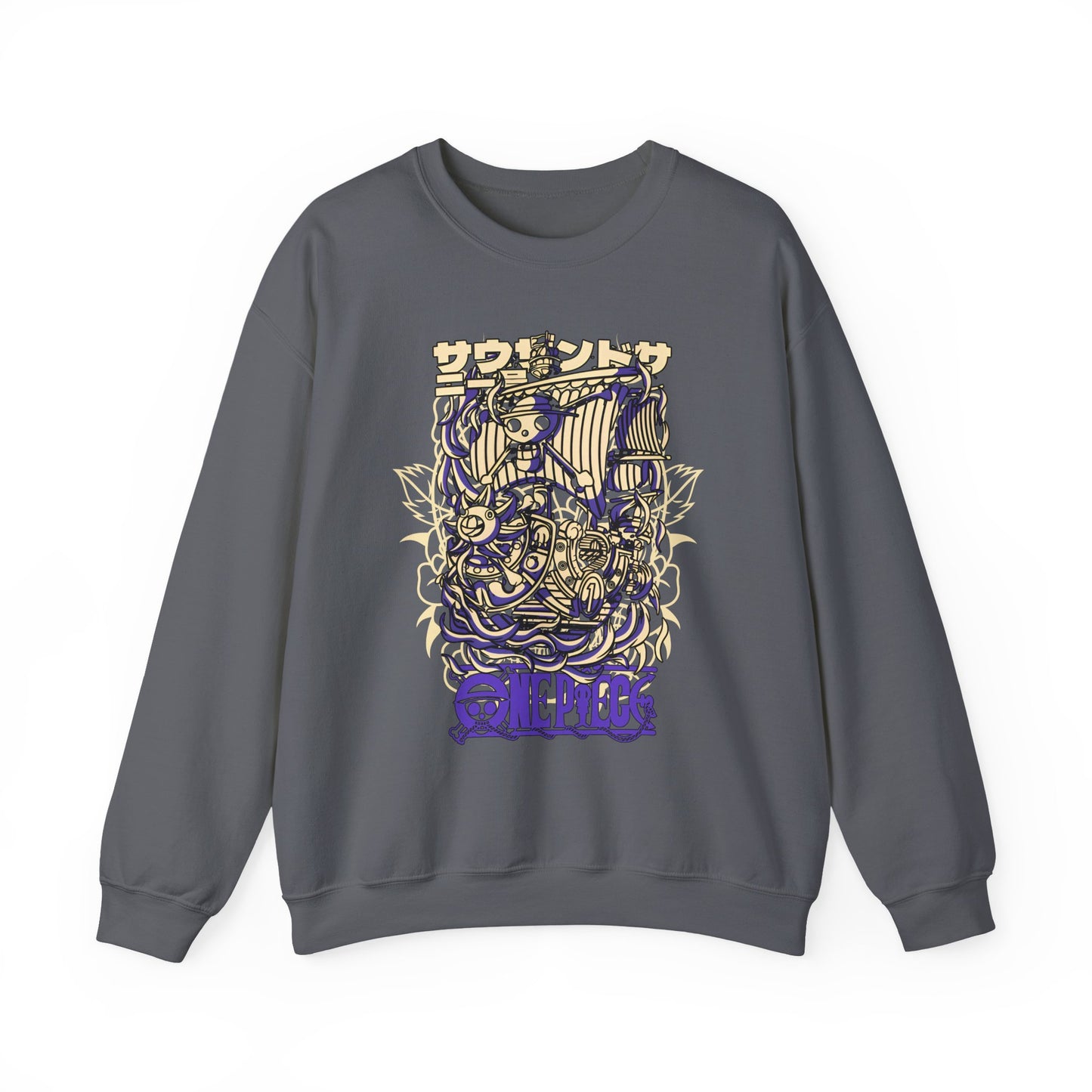 One Piece Ship Sweatshirt – 100% Cotton Anime Pullover Featuring Going Merry & Thousand Sunny