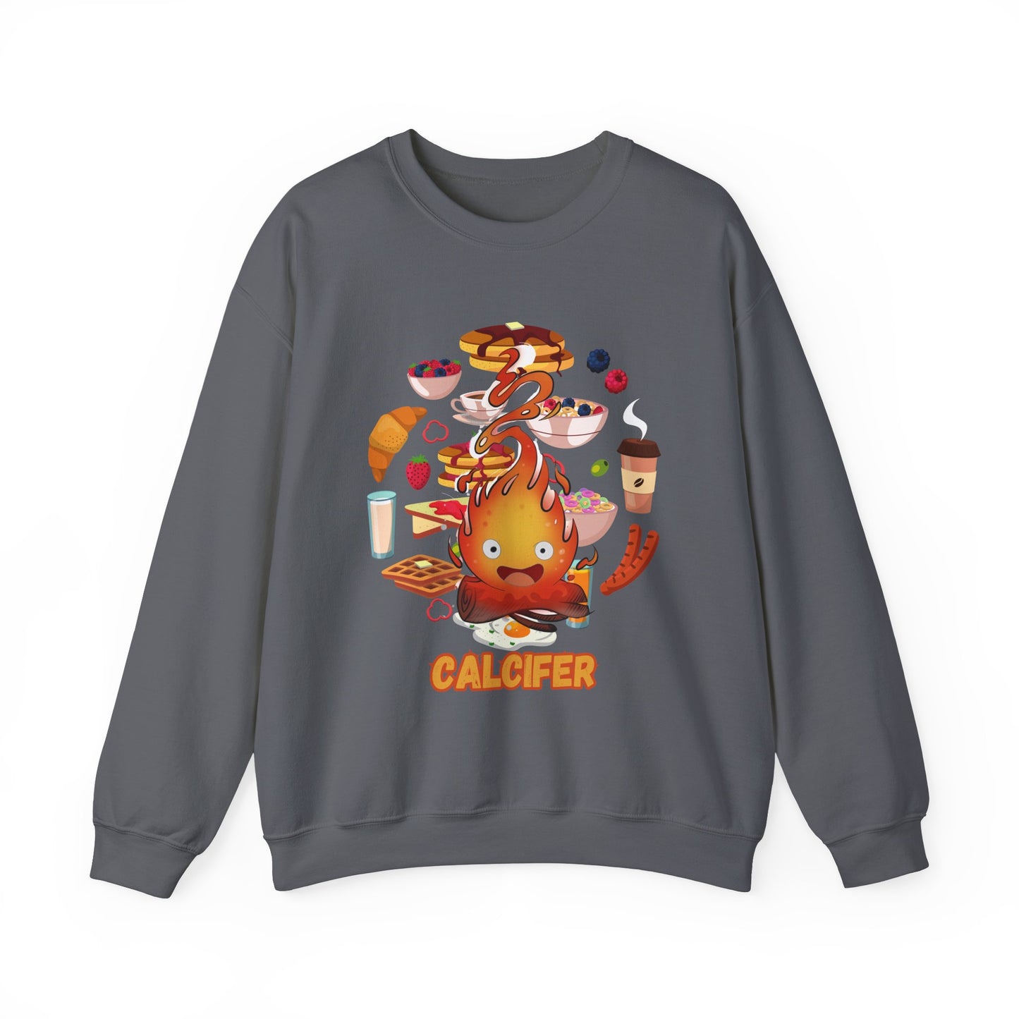 Calcifer Breakfast Demon Sweatshirt – 100% Cotton Cozy Anime Pullover for Ghibli Fans