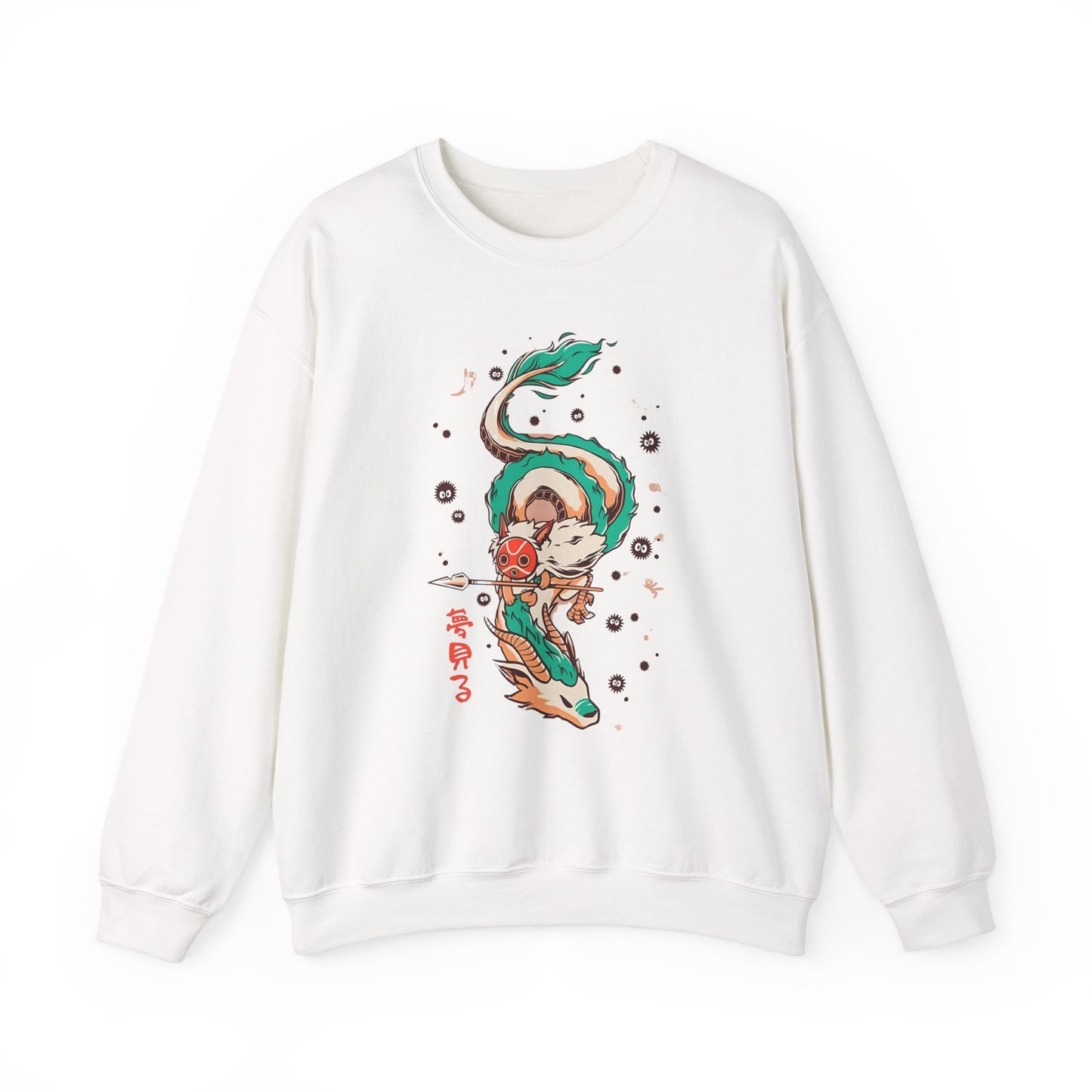 Haku and Princess Mononoke Sweatshirt – 100% Cotton Studio Ghibli Pullover for Anime Fans