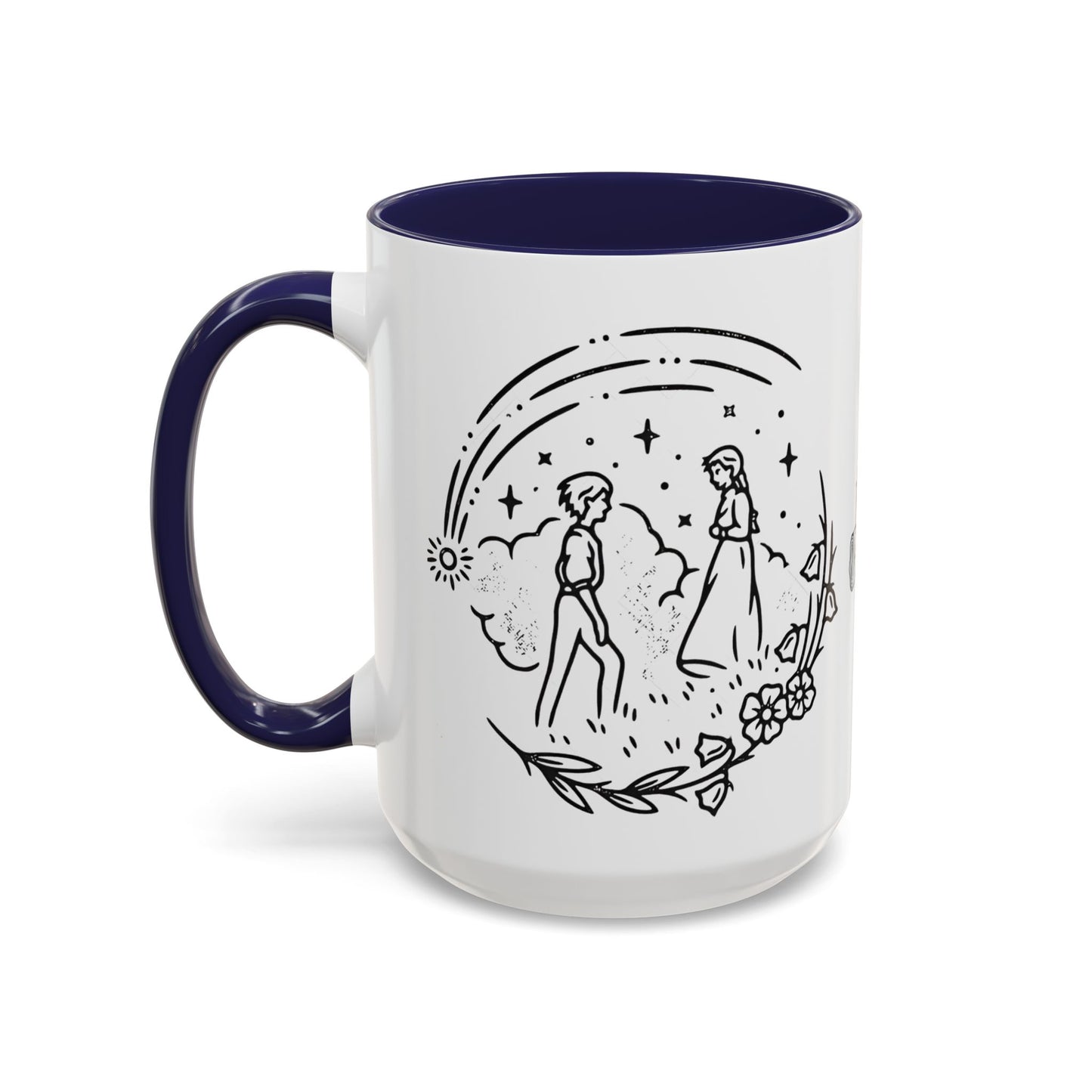 Calcifer Accent Mug – Howl’s Moving Castle Cup with Colored Handle – Studio Ghibli Gift 11oz & 15oz