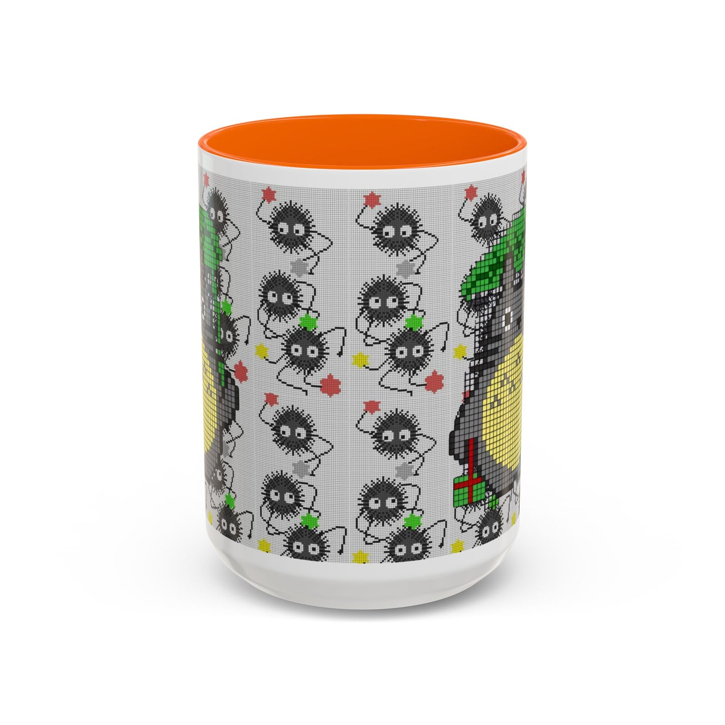 Totoro & Soot Sprites Accent Mug – Color Handle Studio Ghibli Cup – 11oz & 15oz Ceramic Anime Coffee Gift